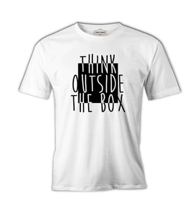 Think Outside the Box Beyaz Erkek Tshirt