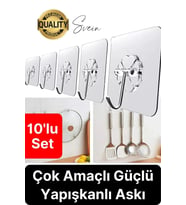 Özel Üretim 10 Adet Kendinden Yapışkanlı Askı Şeffaf Güçlü Anahtar Kapı Duvar Metal Kanca Çok Amaçlı