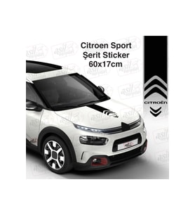 Citroen İçin Uyumlu Aksesuar Kaput Şerit Oto Sticker Siyah 60*15 Cm