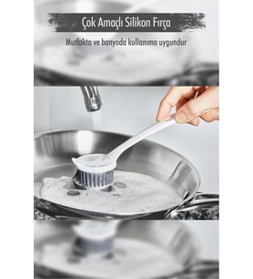Çok Amaçlı Silikon Bulaşık Yıkama & Lavabo Temizleme & Mutfak Tezgahı Temizleme Fırçası