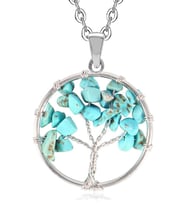 Sertifikalı Doğal Firuze (turkuaz) Taşı Hayat Ağacı Kolye (Çok Renkli)