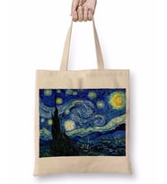 Van Gogh Yıldızlı Gece Bez Çanta Uzun Saplı