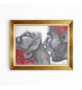 Tablore Romantik Aşk Ve Çift Temalı Altın Çerçeveli Kanvas Tablo Modern Yatak Odası Salon Tablosu