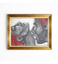 Tablore Romantik Aşk Ve Çift Temalı Altın Çerçeveli Kanvas Tablo Modern Yatak Odası Salon Tablosu