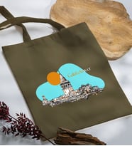 BK Gift İstanbul Tasarımlı Haki Kumaş Bez Çanta, Baskılı Omuz Çantası, Alışveriş Çantası, Arkadaşa Hediye-7