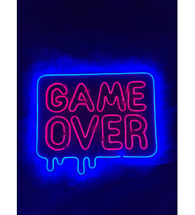 game over neon tabela oyuncu odası dekor