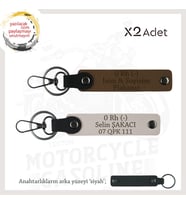 Biker Tarzına, İsim Plaka ve 0 Rh (-) Kan Grubu Yazılı Güvenli Sürüş Anahtarlığı, Kahve-Pudra-Syh (Çok Renkli)