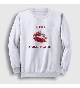 Presmono Unisex Beyaz Xoxo Lips Dizi Gossip Girl Sweatshirt 483167tt