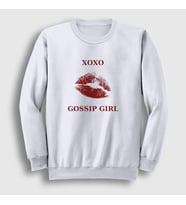 Presmono Unisex Beyaz Xoxo Lips Dizi Gossip Girl Sweatshirt 483167tt