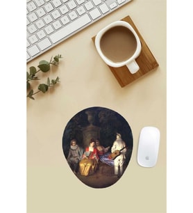 Antoine Watteau La Partie Carrée Desenli Bilek Destekli Mouse Pad