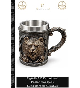 #Kupa Metal Figürlü 3 D Kabartmalı Paslanmaz Çelik Kupa Bardak Alk6336