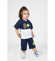Erkek Bebek Şortlu Kısa Kollu Boys Desen Baskılı Yazlık Basic Alt-Üst Takım 6-24 ay (Lacivert)