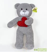 50 cm Kalpli Peluş Sevimli Ayıcık (%100 Yerli) (Gri)