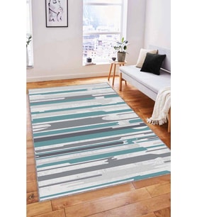 Turkuaz Spor Kaymaz Tabanlı Makinede Yıkanabilir Halı FH08 - 100 x 160 cm