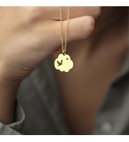 Kişiye Özel Bulut ve Kuş Gökyüzü Kolye 925K Gümüş (Gold)