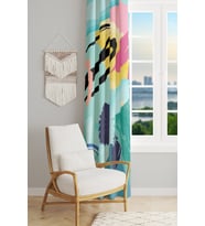 Brush Art 1 Desenli Süet Oturma Odası, Salon Fon Perde Baskılı Ekstrafor Büzgü TEK KANAT PRD-1003