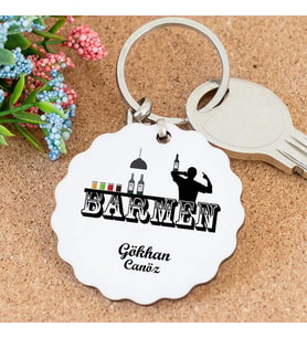 İsme Özel Barmen Papatya Anahtarlık