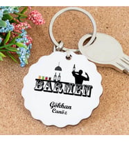 İsme Özel Barmen Papatya Anahtarlık