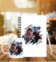 Sevgiliye Özel Ahşap Defter Kalem & Kupa Hediye Seti