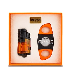 Lubinski 3 Torch Çakmak Ve Kesici Puro Seti Turuncu LB-721
