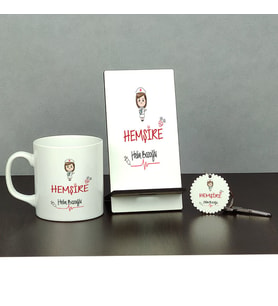 Hemşire Hediye Üçlü Set (Kupa + Telefon Standı + Anahtarlık)