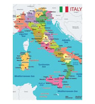 Bölgeleri Ve Ana Şehirleri Gösteren Italya Haritası Tablo Ahşap Poster Dekoratif