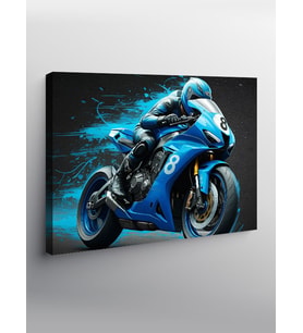 Kanvas Tablo Mavi Yarış Motosikleti