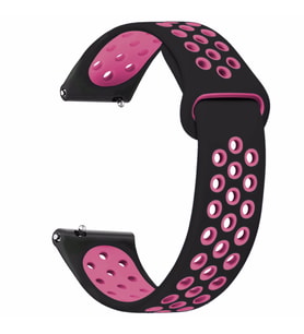Microsonic Samsung Galaxy Watch 3 41mm Rainbow Sport Band Kordon Siyah Pembe