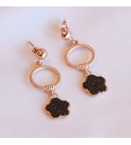 Zirkon Taşlı Rose Gold Kaplama Gümüş Çiçek Küpe