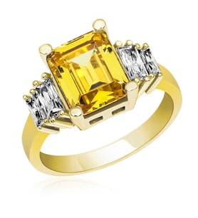 Harem Altın Gümüş Sarı Baget Taşlı Gold Bayan Yüzük