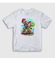Presmono Unisex Çocuk Beyaz Yoshi Oyun Super Mario T-Shirt 328042tt