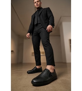 Elit BRK062 Erkek Hakiki Deri Casual Ayakkabı Siyah
