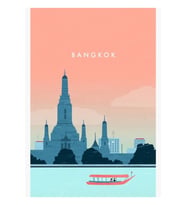 Bangkok Seyahat Afişi Tablo Ahşap Poster Dekoratif