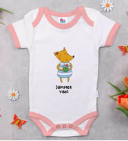 BK Kids Summer Vibes Tasarımlı Pembe Bebek Body Zıbın-1