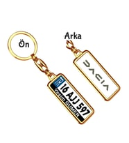 Kişiye Özel Dacia Yeni Logo Tema Plaka Anahtarlık (Altın)