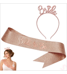 Bride Taç ve Bride To Be Kuşak Seti - Rose Gold