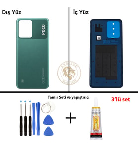 Yapıştırıcı Poco X5 Yeşil Yapıştırıcı Arka Pil Kapağı Batarya Kapağı + Yapıştırıcı ve Vida Seti