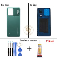 Yapıştırıcı Poco X5 Yeşil Yapıştırıcı Arka Pil Kapağı Batarya Kapağı + Yapıştırıcı ve Vida Seti