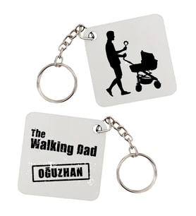 Babalar Günü Hediyesi - Walking Dad İsim Baskılı Anahtarlık