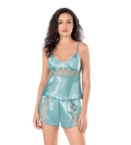 Mulvxbrf Brf02   Aqua Saten Babydoll Şort Takımı (Mulvix)