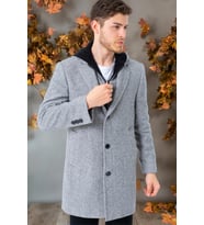 PLT8395 DEWBERRY BATTAL PALTO-AÇIK DİAGONAL GRİ