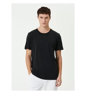 Unisex Basic Bisiklet Yaka Regular T-Shirt - Siyah