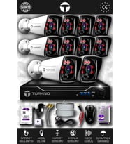 TURKNO 10 Kameralı Karia 10 Dış Kamera Set 1 TB HDD Full HD Gece Görüşlü Güvenlik Kamerası Sistemi