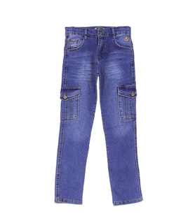 Erkek Çocuk Likralı Kargo Cepli Esnek Belli Jean Pantolon 13-17 Yaş 12366 MODANINO (İndigo)