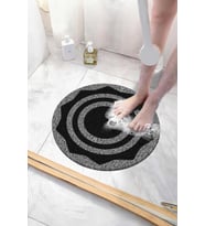 Yuvarlak Banyo Paspası Kaymaz Taban Yumuşak Esnek  Paspas Islak Zemin Hijyenik Paspas (50x50 cm) (Gri)