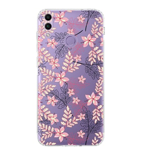 Huawei Honor 8c  Kamera korumalı Kapak Floral Kırmızı Tasarımlı  Şeffaf Kılıf