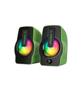 YEŞİL - RGB IŞIKLI 1+1 HOPARLÖR SPEAKAER SET USB KABLO 2.0 MULTİMEDYA - 6W (5690)