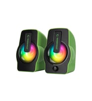 YEŞİL - RGB IŞIKLI 1+1 HOPARLÖR SPEAKAER SET USB KABLO 2.0 MULTİMEDYA - 6W (5690)