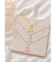 Kişiye Özel 925 Ayar Gümüş Minimal Rakun Figürlü Kolye (Rose)