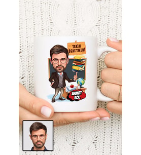 Erkek Tarih Öğretmenine Hediye Karikatürlü Beyaz Kupa Bardak